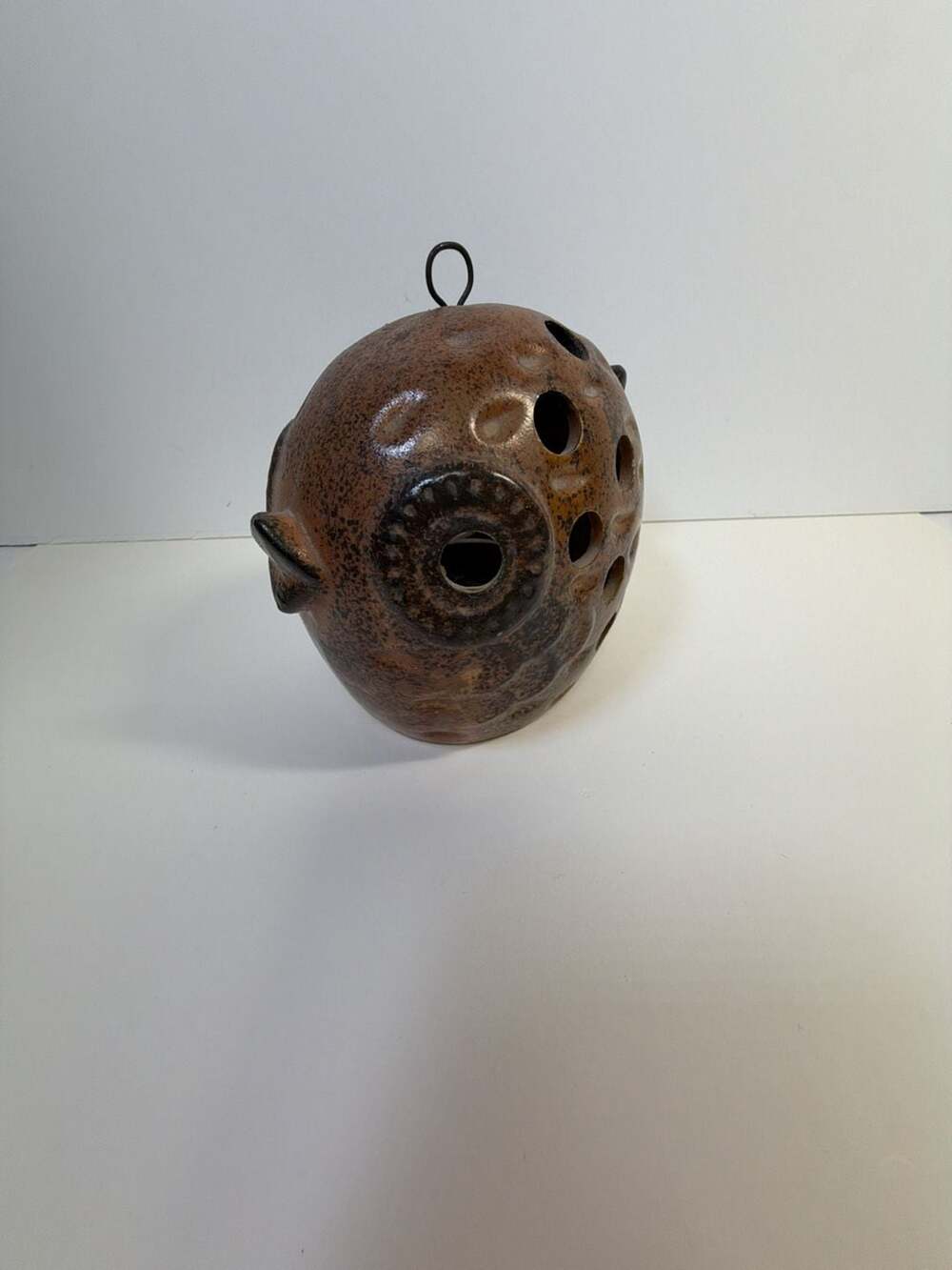 Vintage Ceramic Puffer Fish Tea Light Candle Holder